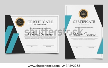 Elegant certificate of achievement template design. Modern award diploma border template. Vector illustration