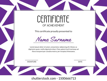 Elegant Certificate Achievements Purple Triangles Vector Stock Vector ...