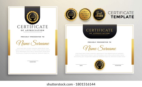 elegant certificate of appreciation modern template set of two