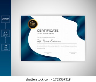 Elegant Certificate of Appreciation template. Certificate template in vector for achievement graduation completion diploma currency border.Trendy geometric design. Vector illustration.