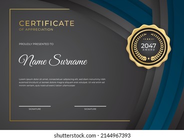 Elegant certificate of appreciation template vector with clean and modern design. Can be use for award show, diploma certificate, employee of the month, business deal, corporate recognition