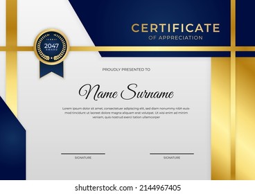 Elegant certificate of appreciation template vector with clean and modern design. Can be use for award show, diploma certificate, employee of the month, business deal, corporate recognition
