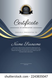 Elegant certificate design template with clean abstract geometric vector decoration. Vector illustration for certificate of achievement, award recognition, corporate employee of the month