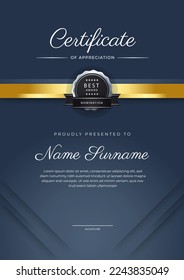 Elegant certificate design template with clean abstract geometric vector decoration. Vector illustration for certificate of achievement, award recognition, corporate employee of the month