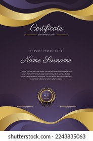 Elegant certificate design template with clean abstract geometric vector decoration. Vector illustration for certificate of achievement, award recognition, corporate employee of the month