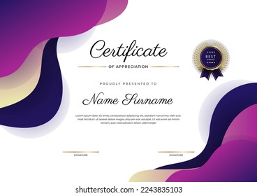 Elegant certificate design template with clean abstract geometric vector decoration. Vector illustration for certificate of achievement, award recognition, corporate employee of the month
