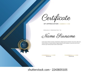 Elegant certificate design template with clean abstract geometric vector decoration. Vector illustration for certificate of achievement, award recognition, corporate employee of the month