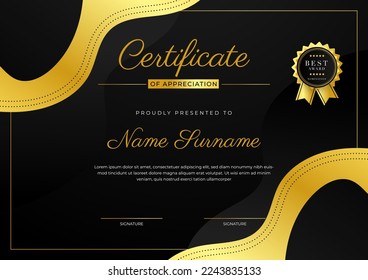 Elegant certificate design template with clean abstract geometric vector decoration. Vector illustration for certificate of achievement, award recognition, corporate employee of the month