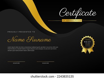 Elegant certificate design template with clean abstract geometric vector decoration. Vector illustration for certificate of achievement, award recognition, corporate employee of the month
