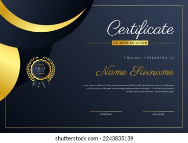 Elegant certificate design template with clean abstract geometric vector decoration. Vector illustration for certificate of achievement, award recognition, corporate employee of the month