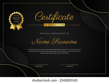 Elegant certificate design template with clean abstract geometric vector decoration. Vector illustration for certificate of achievement, award recognition, corporate employee of the month