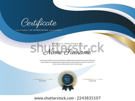 Elegant certificate design template with clean abstract geometric vector decoration. Vector illustration for certificate of achievement, award recognition, corporate employee of the month