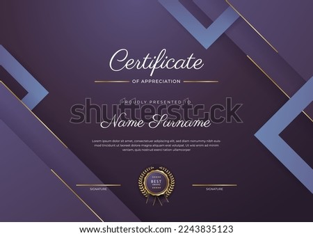 Elegant certificate design template with clean abstract geometric vector decoration. Vector illustration for certificate of achievement, award recognition, corporate employee of the month
