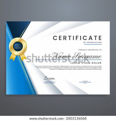 Elegant certificate design template vector, multipurpose certificate border, can be used for appreciation, event, graduation, attendance, award, etc.