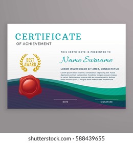 elegant certificate design template with wavy shapes