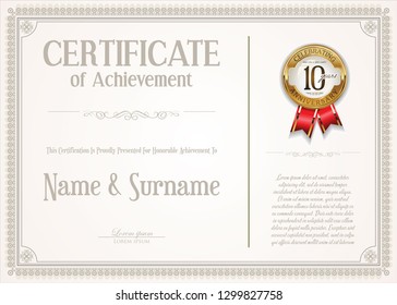 Elegant certificate or diploma retro vintage design 