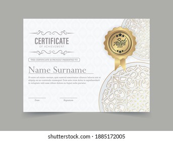 elegant certificate with mandala design template
