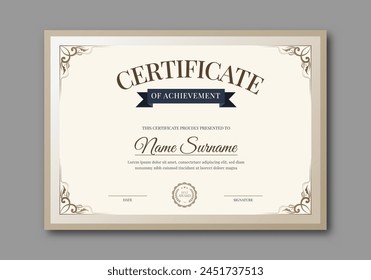 Elegant certificate template with classic frame pattern