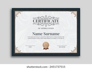 Elegant certificate template with classic frame pattern