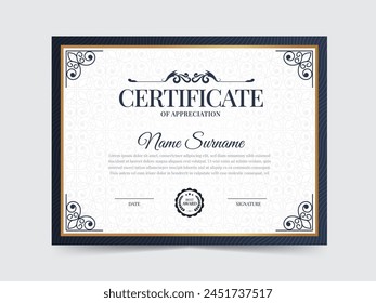 Elegant certificate template with classic frame pattern