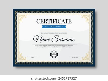 Elegant certificate template with classic frame pattern