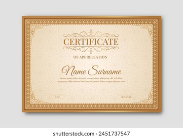 Elegant certificate template with classic frame pattern