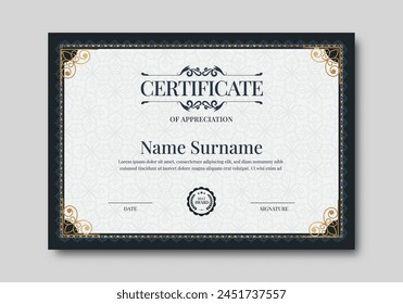 Elegant certificate template with classic frame pattern