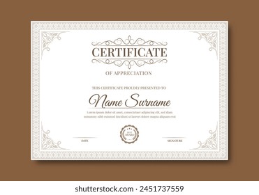 Elegant certificate template with classic frame pattern