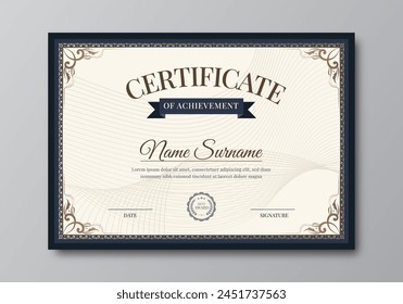 Elegant certificate template with classic frame pattern