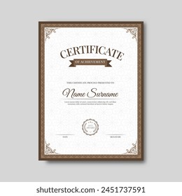 Elegant certificate template with classic frame pattern