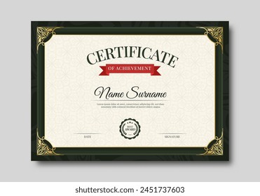 Elegant certificate template with classic frame pattern