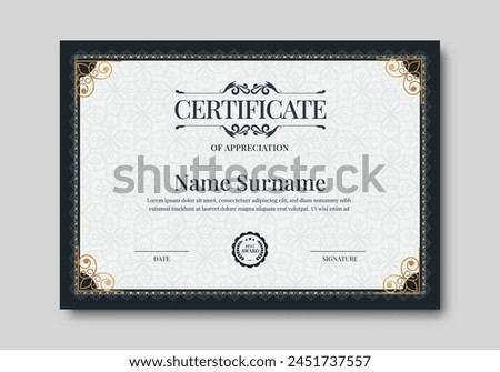 Elegant certificate template with classic frame pattern