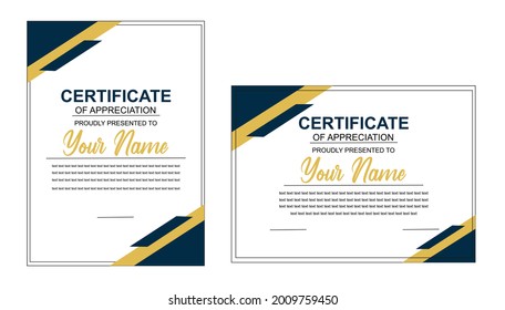 elegant certificate template design with a blend of blue and gold