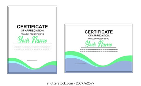elegant certificate template design with a blend of blue and green