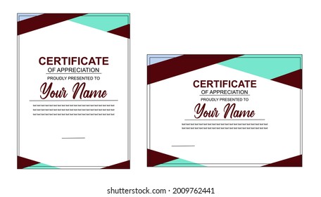 elegant certificate template design with a mix of red and blue colors