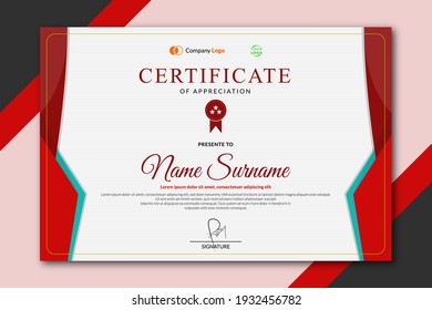 Elegant Certificate Template Design In Red