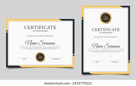 Elegant certificate template. Modern diploma award border design. Vector illustration