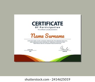Elegant Certificate template in orange, red, yellow, green