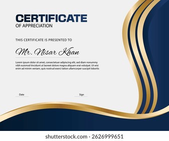 Elegant Certificate Template Vector Design