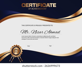 Diseño de Vector de Plantilla de certificado elegante