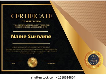 Elegant certificate template vector with luxury and modern pattern background - Vector - Vector 