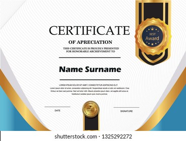 Elegant certificate template vector with luxury and modern pattern background - Vector 