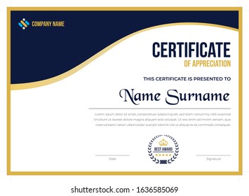 Elegant certificate template vector with luxury and modern pattern