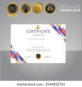 Elegante modelo de certificado vetor com luxo e moderno padrão de fundo - Vetor 