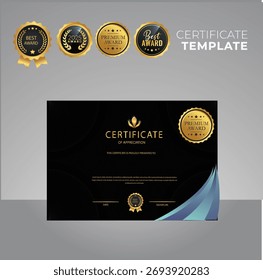 Elegante Vector de Plantilla certificado con fondo de patrón lujoso y moderno - Vector 