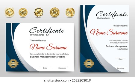 Elegant Certificates template with Badge and Border. vector