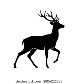 Elegant cervid profile in vector graphic ideal for nature themes outdoor brands or wildlife conservation campaigns.