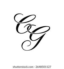 Elegante CG Monograma Logo em preto Script - Luxo Caligrafia Design inicial em fundo branco
