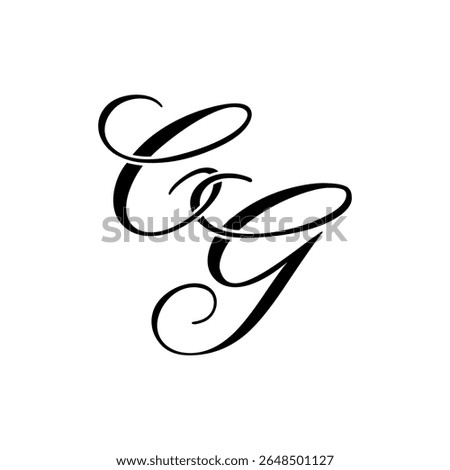 Elegant CG Monogram Logo in Black Script – Luxury Calligraphy Initial Design on White Background
