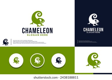 elegant chameleon logo , animal pet , logo design template.